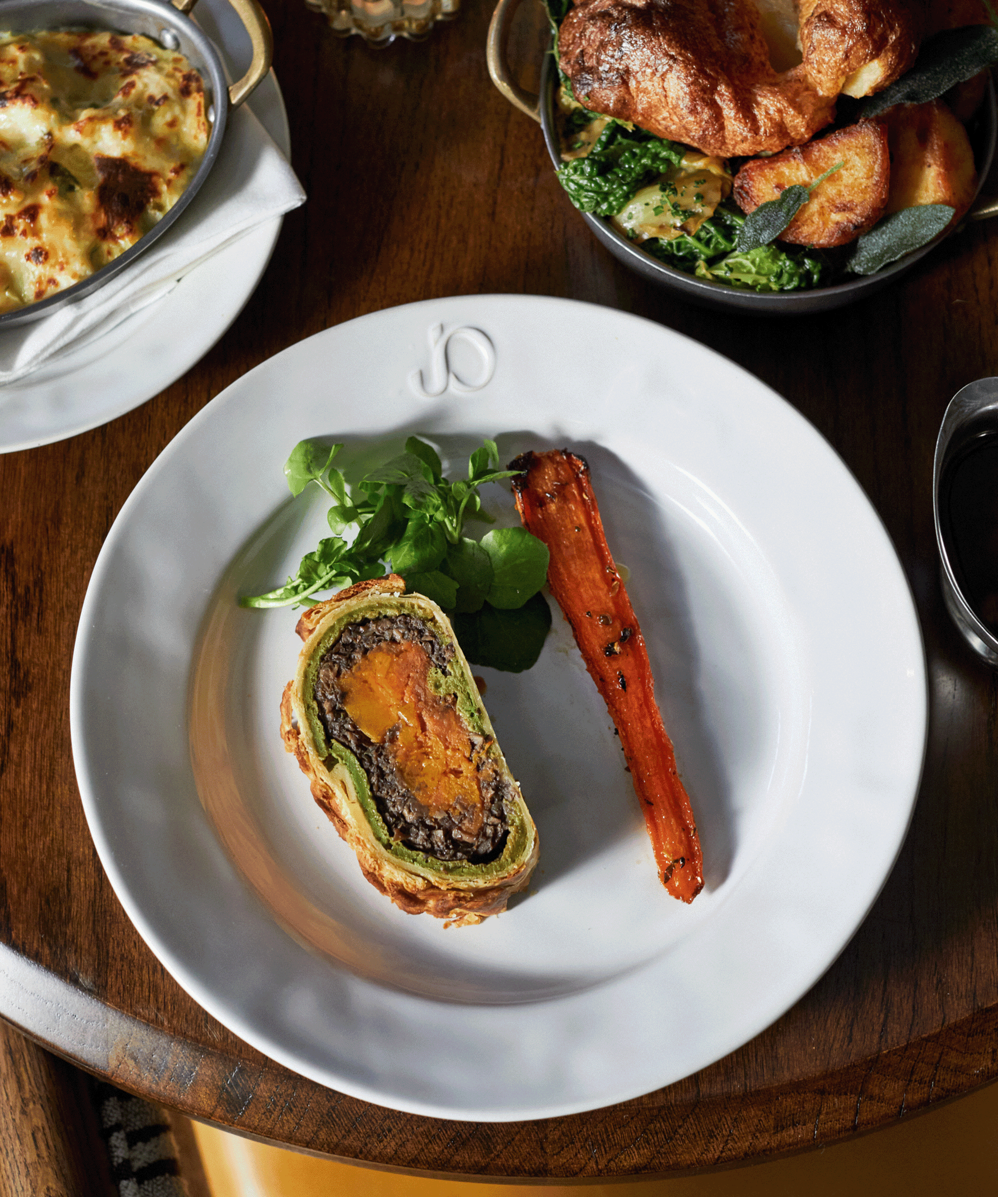 Butternut Squash Wellington - With wild Mushrooms, Spinach, Harissa, Puff Pastry